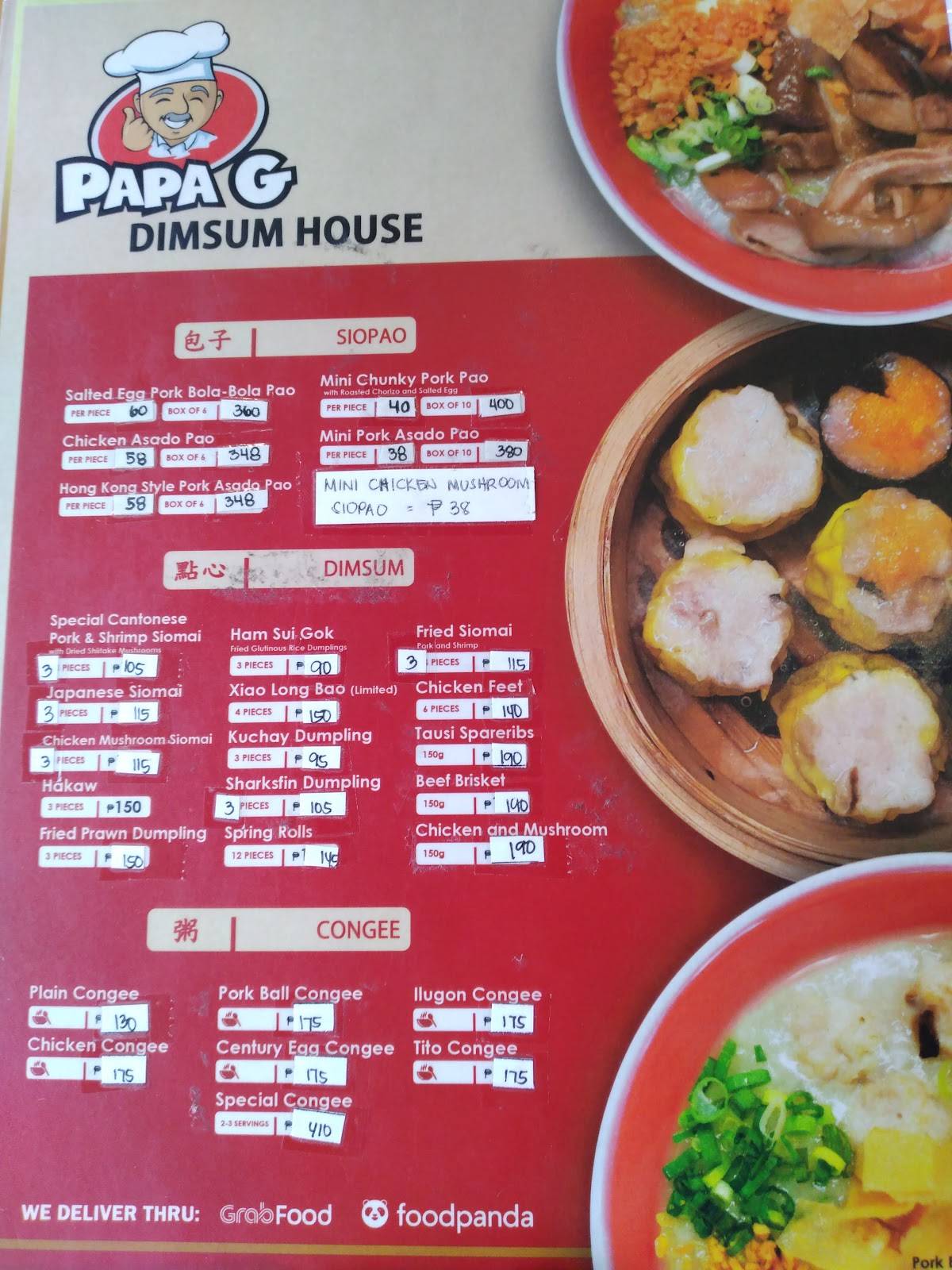 Menu at Papa G Dimsum House - Tulip Drive restaurant, Davao City