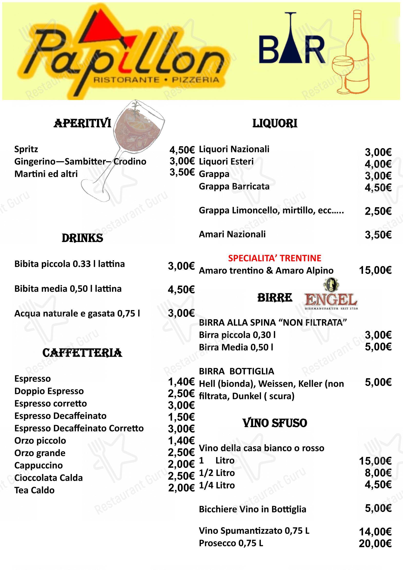 Menu di Papillon - Menu