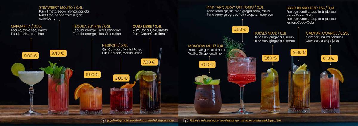 Menu di Paradajz club Malinska 