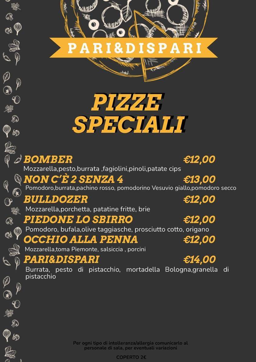 Menu di Pizzeria Pari & Dispari 