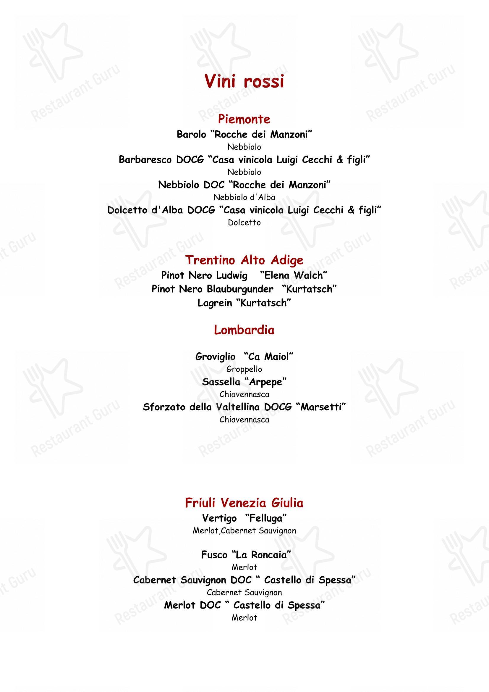 Menu bar per Parioli - Ristorante Romano a Milano ristorante