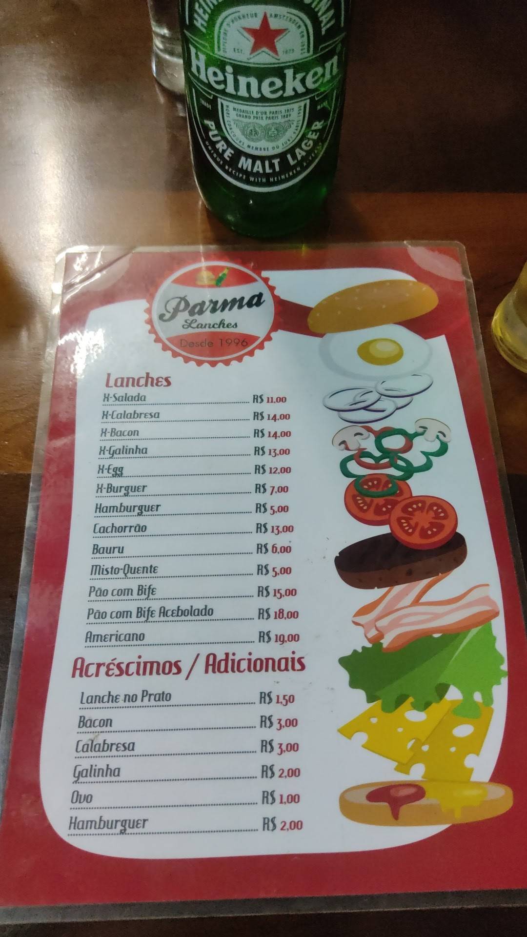 Parma Lanches (Bar do Heinz) cardápio