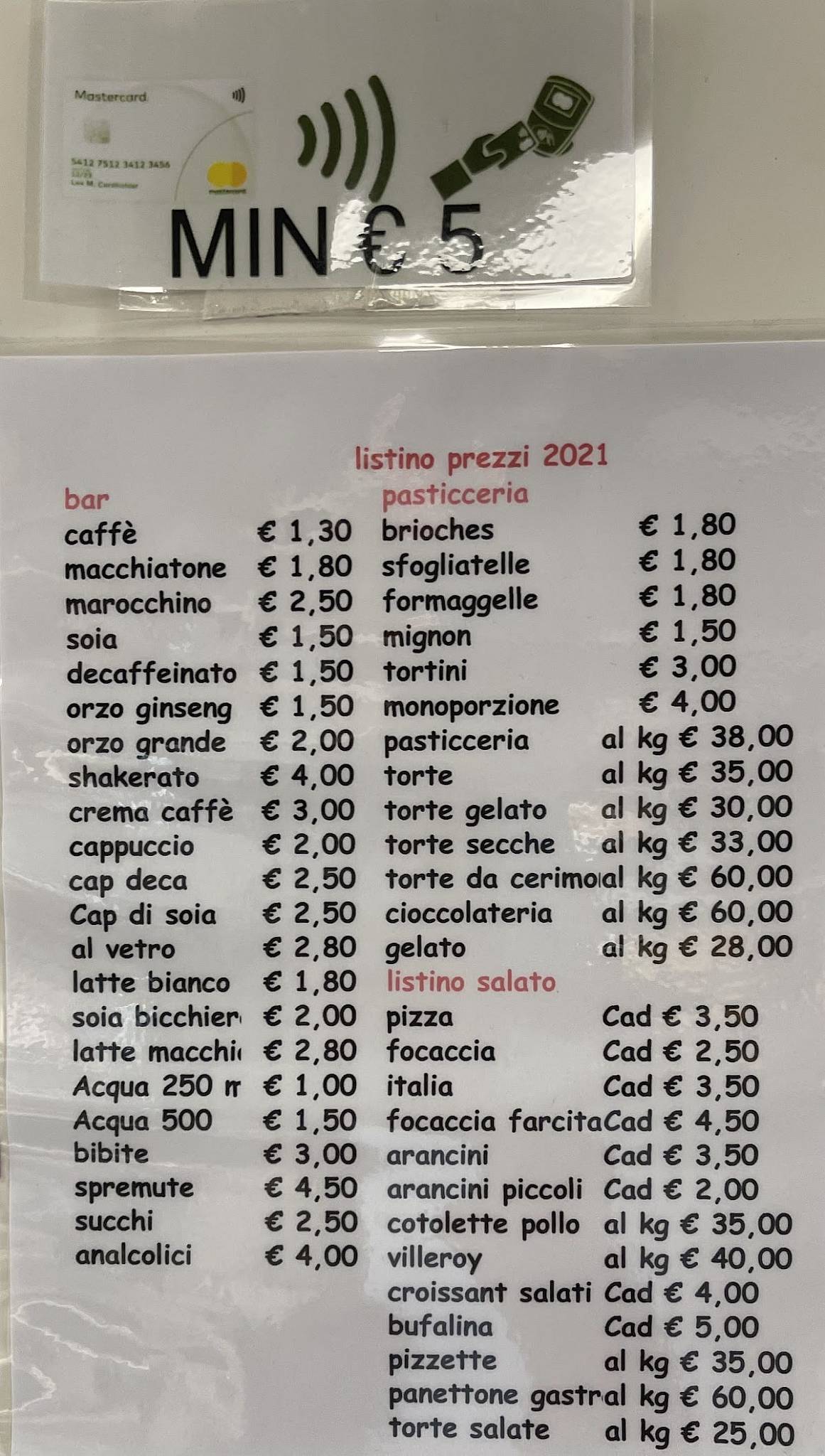 Menu di Pasticceria Caffetteria Sa Conca 