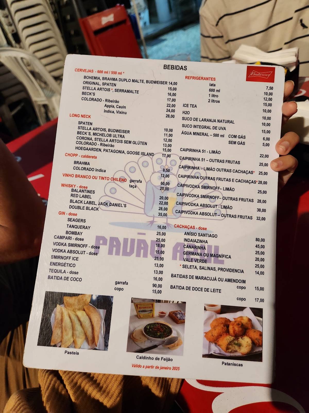 Bar Pavão Azul cardápio