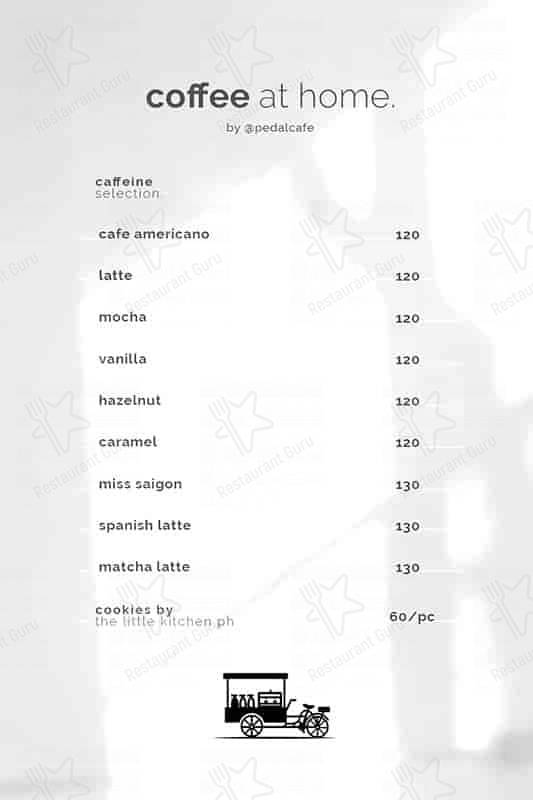 Menu at Pedal Cafe, Taguig