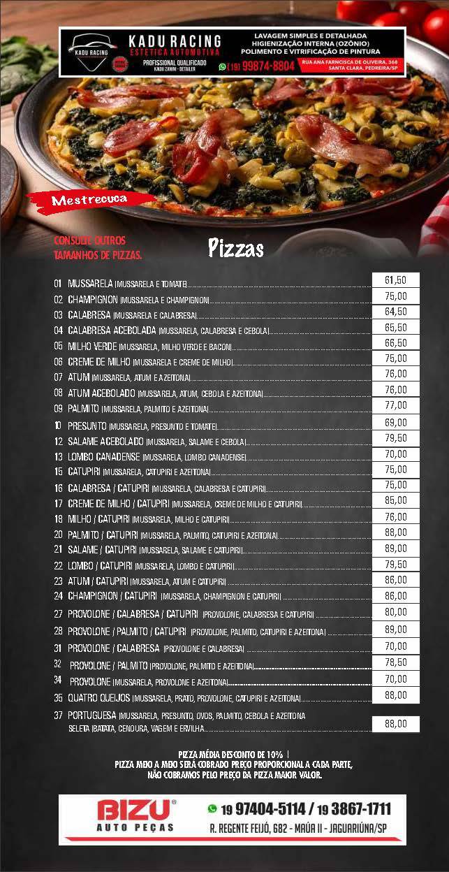 Pizzaria e Disk Pizza GENINHO cardápio