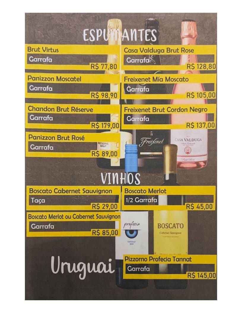 Peña del Sur cardápio
