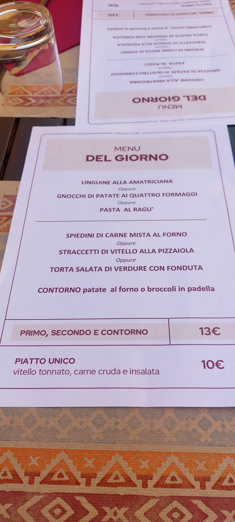 Menu di Perbacco 