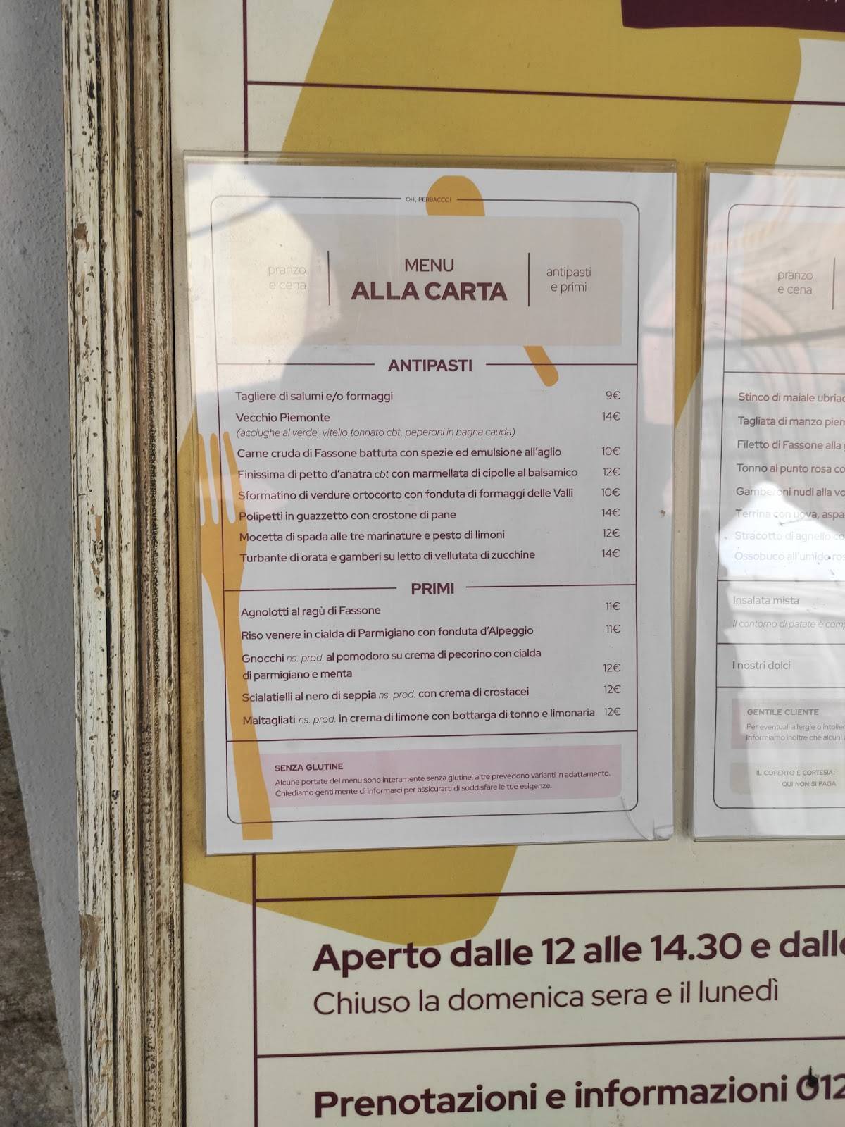 Menu di Perbacco 