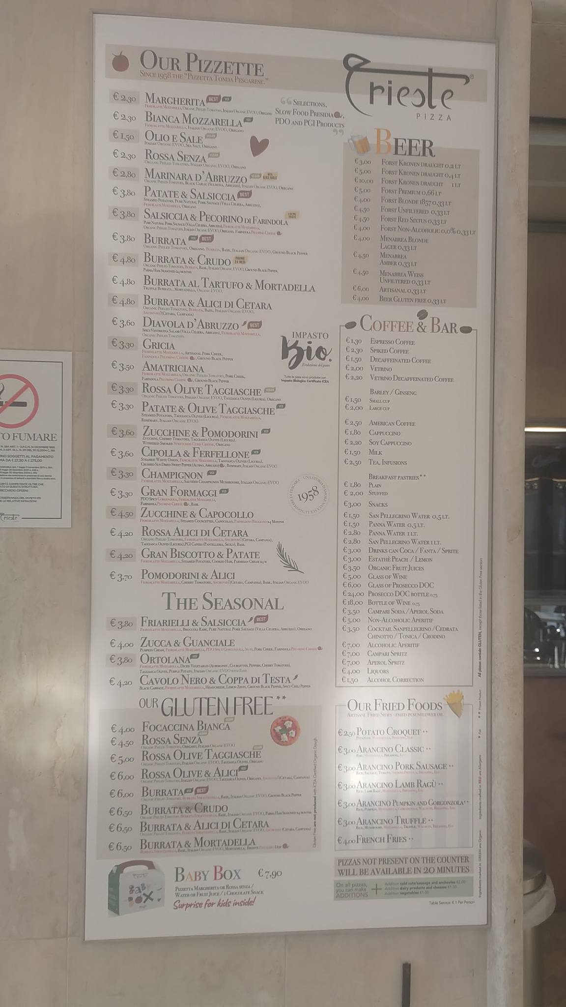 Menu di Trieste Pizza Mare 