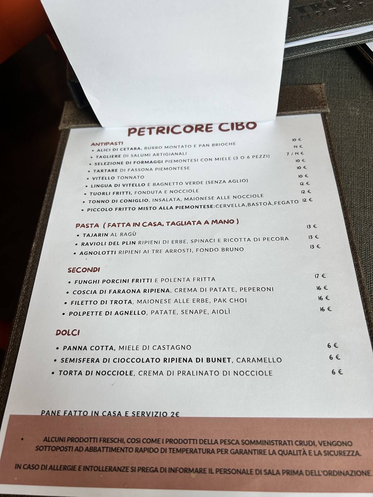 Menu di Petricore Enoteca con Cucina 