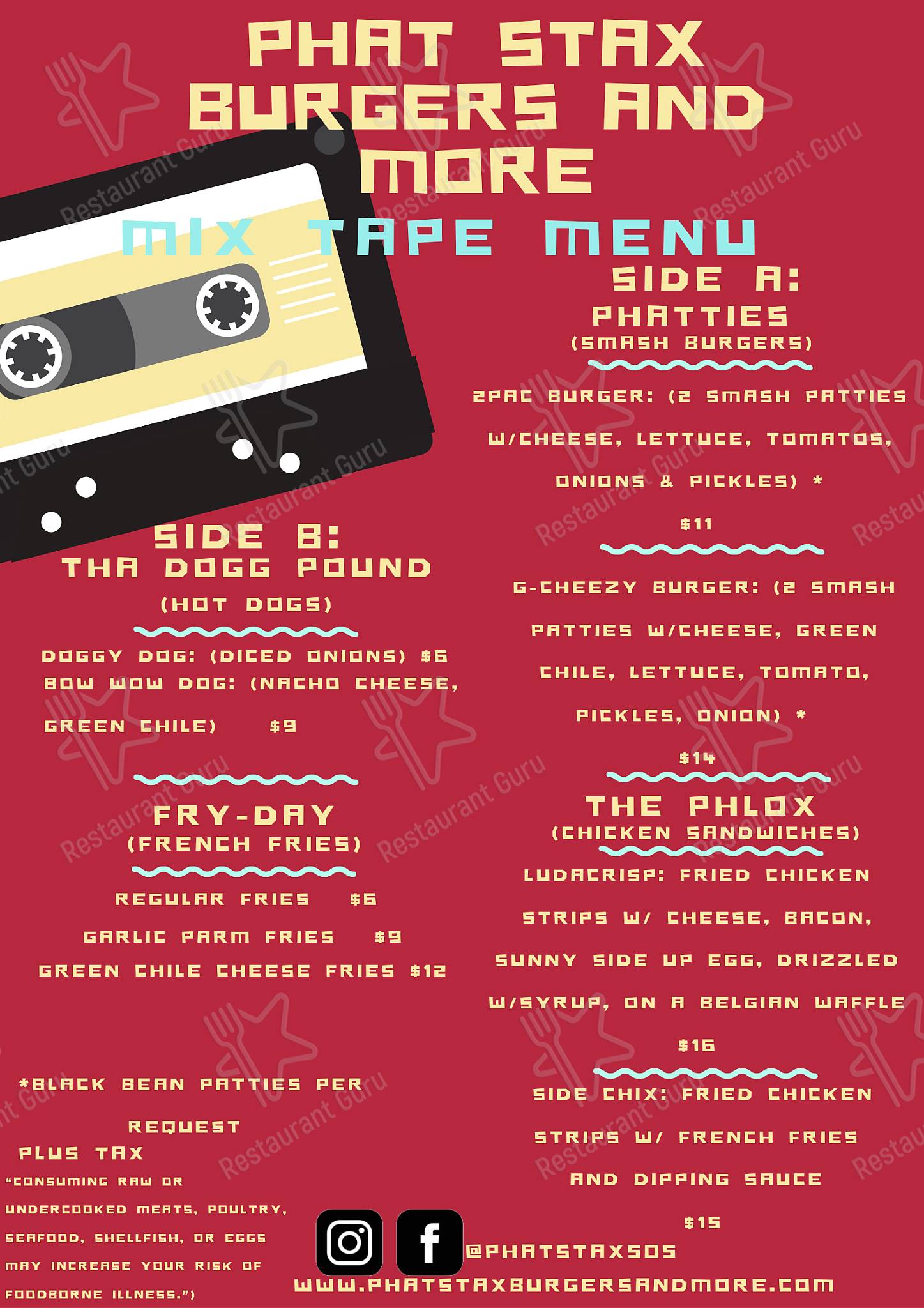 Menu at Phat Stax Food Truck restaurant, Albuquerque