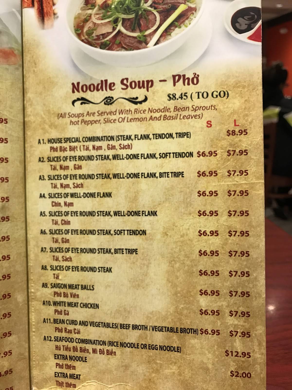 Menu At Pho Saigon Noodle House Restaurant Crofton