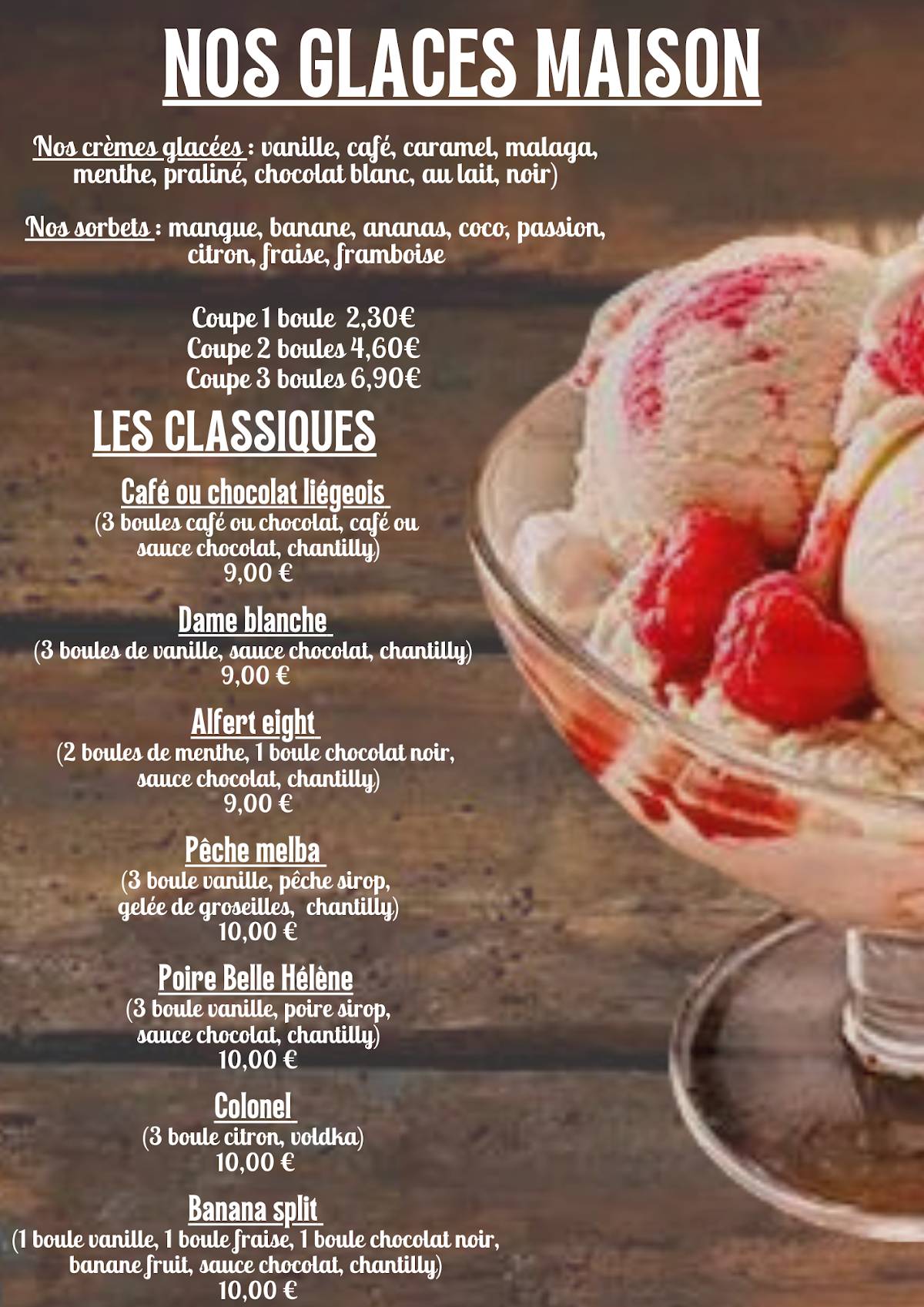 Menu de Piano Bar La Calèche