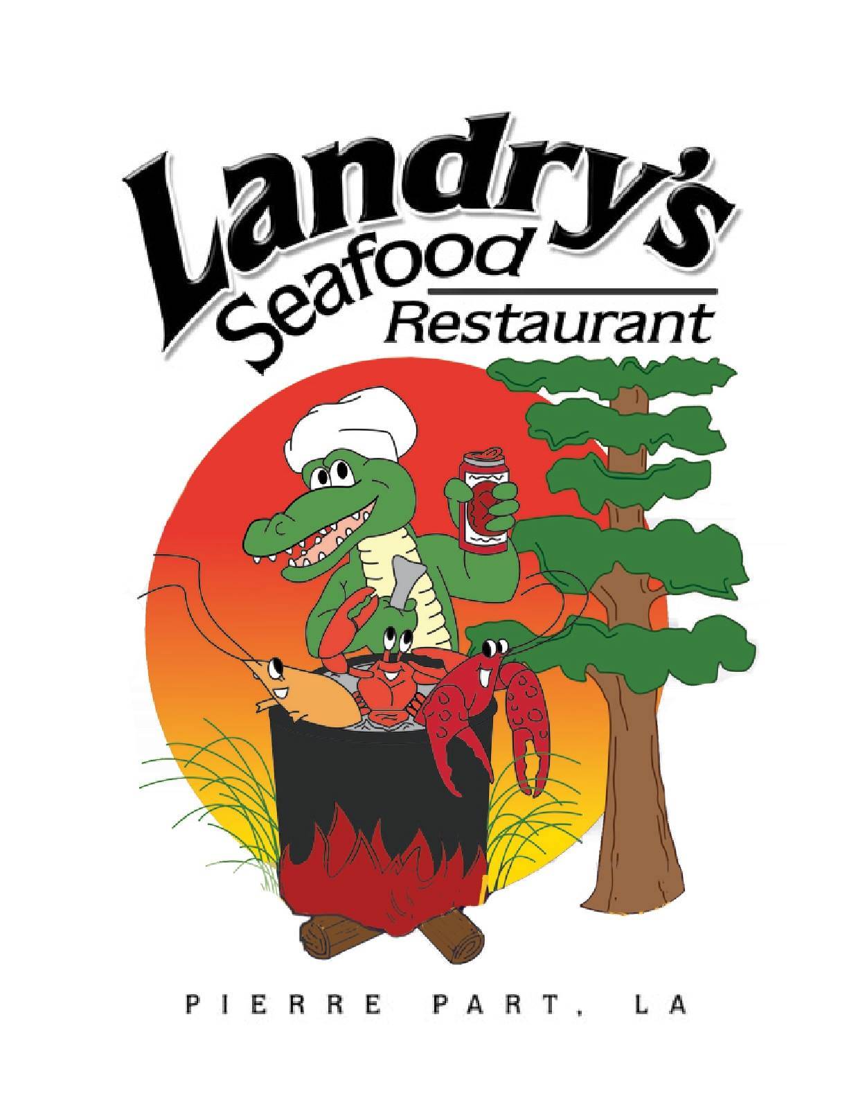 Menu at Landry's Seafood restaurant, Pierre Part