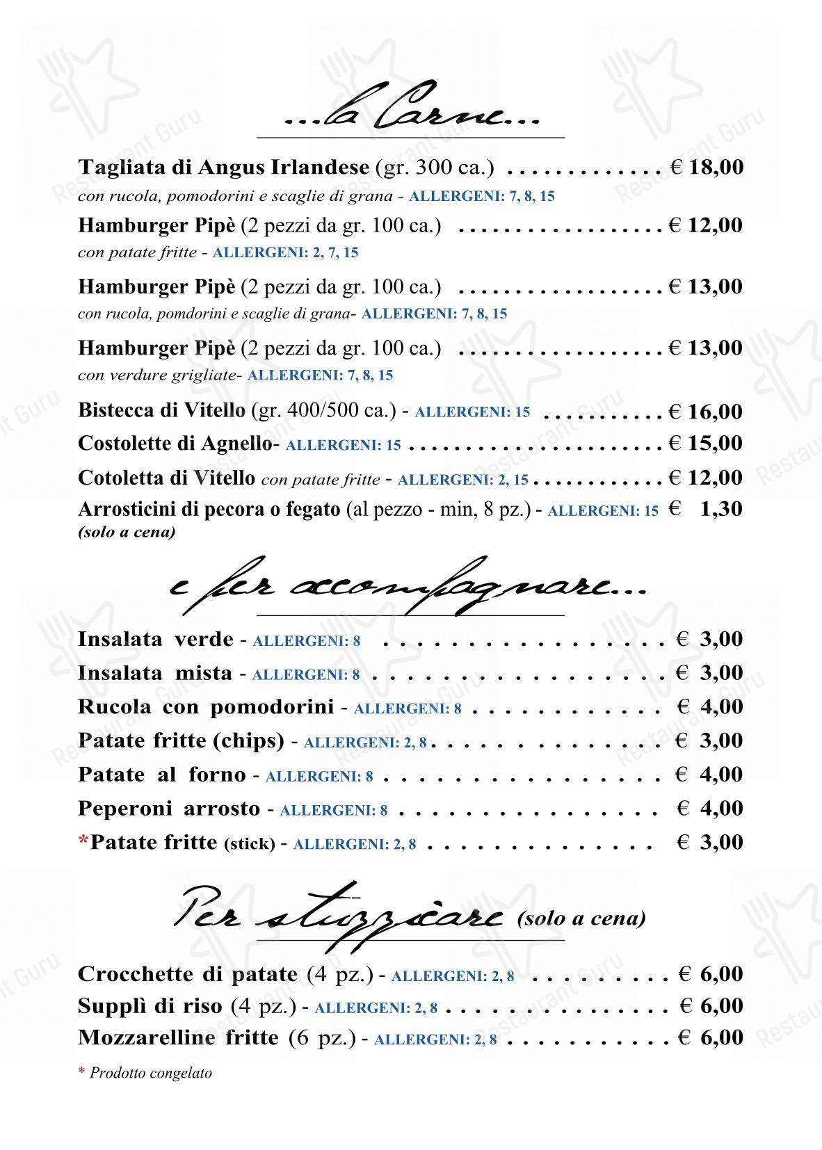 Menu bar per PiPè ristorante