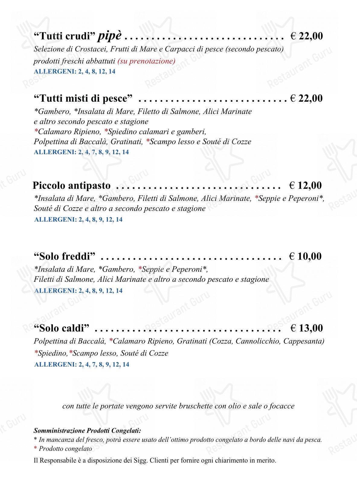 Menu di PiPè - Menu bar