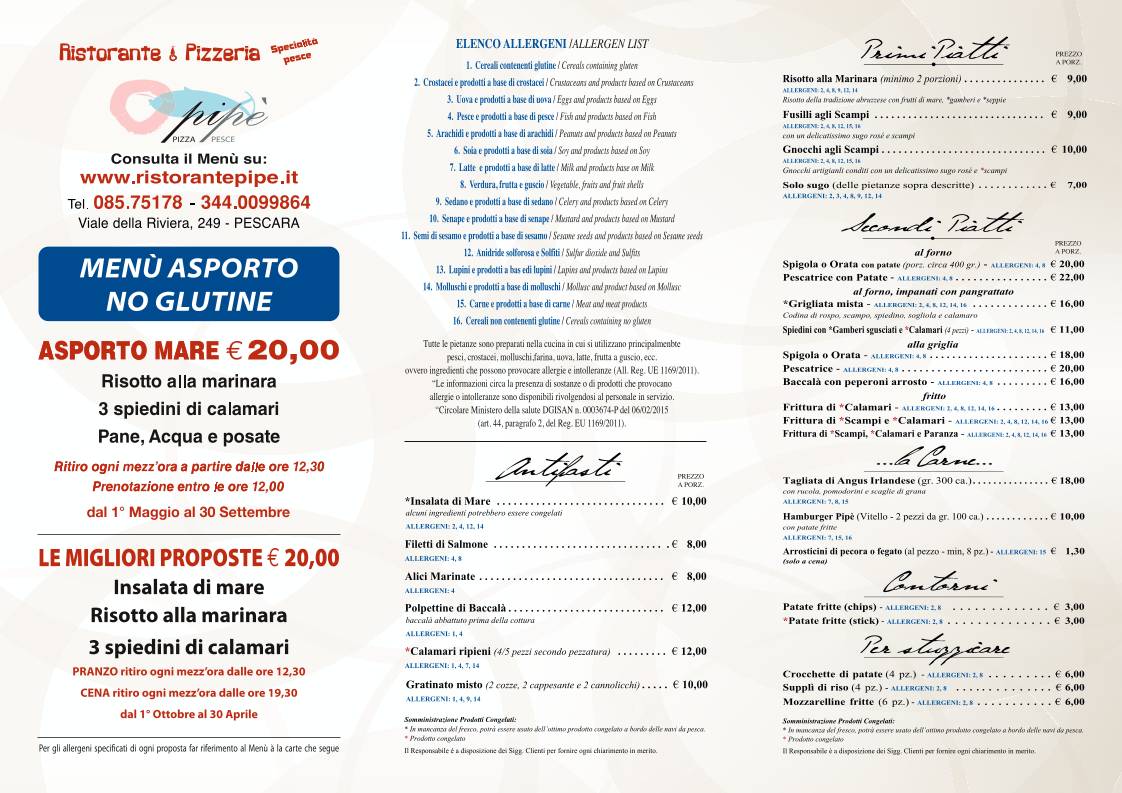 Menu di PiPè 