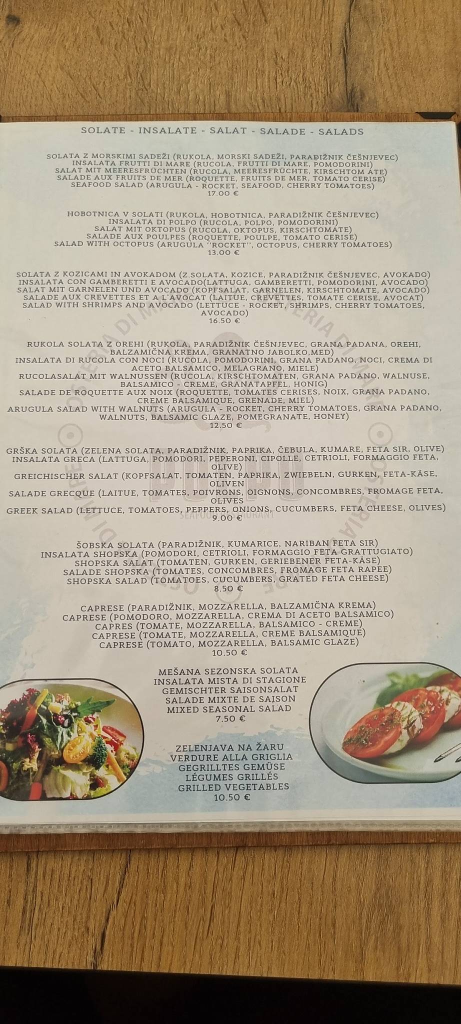Menu di Seafood Restaurant Polpo 