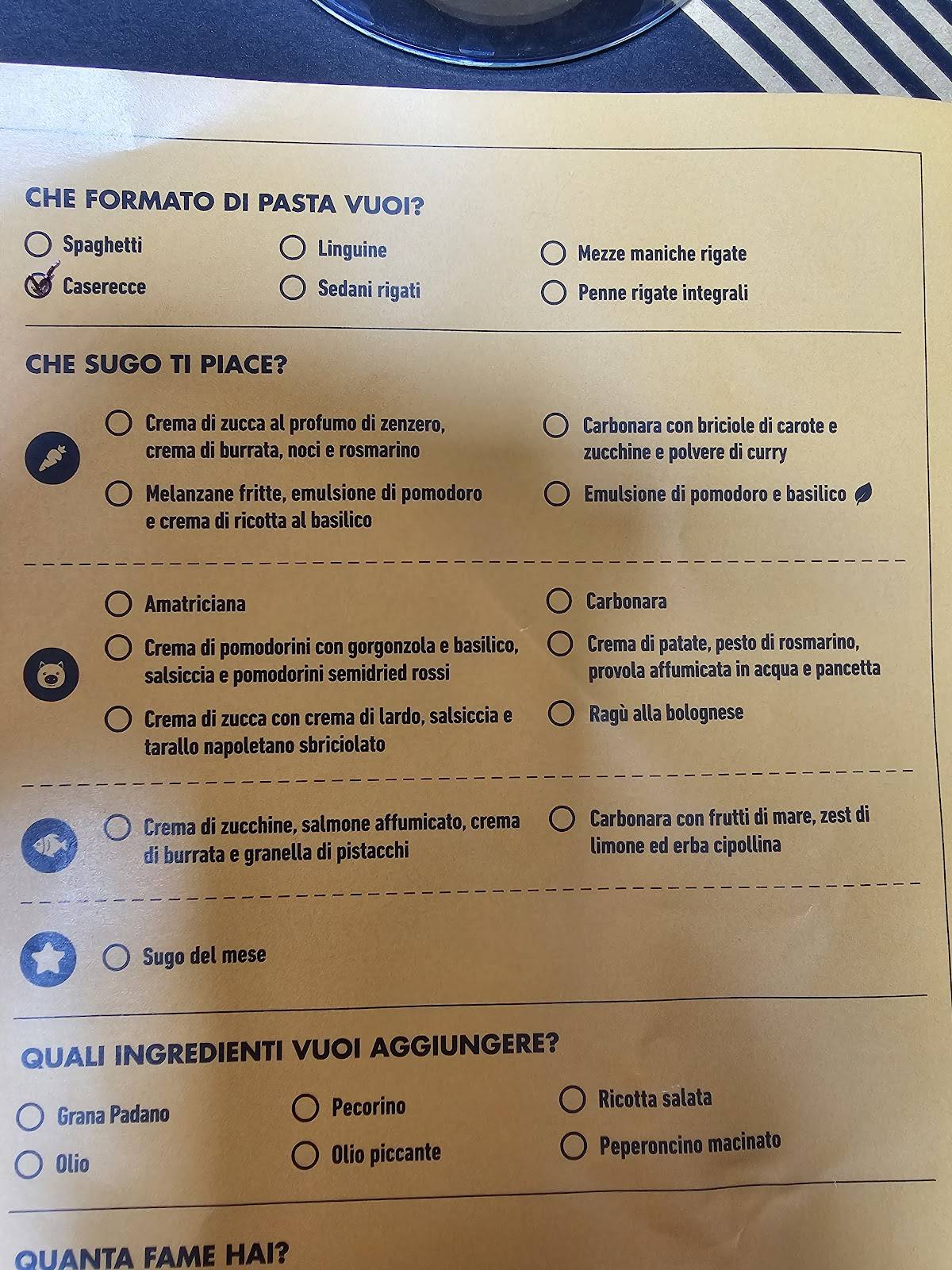 Menu di Primo - Pasta & Street Food Pisa 