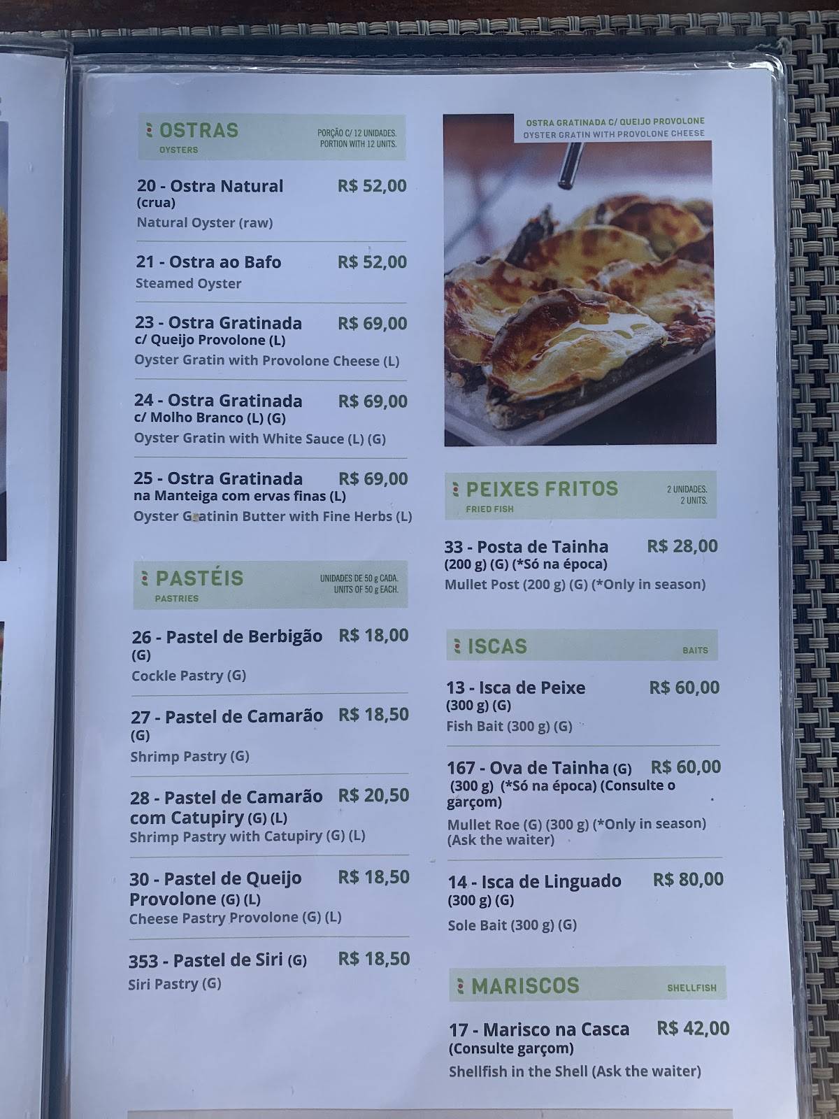 Pitangueiras cardápio