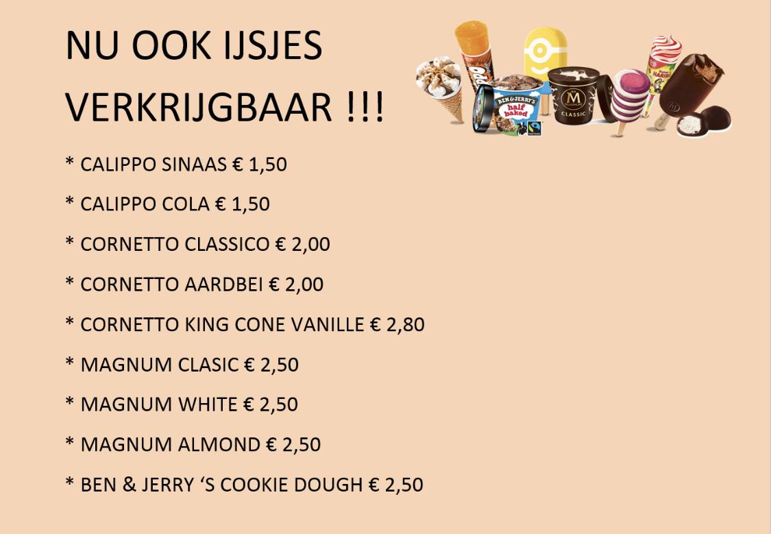 Menu de Pitta Moestie, Snack horeca