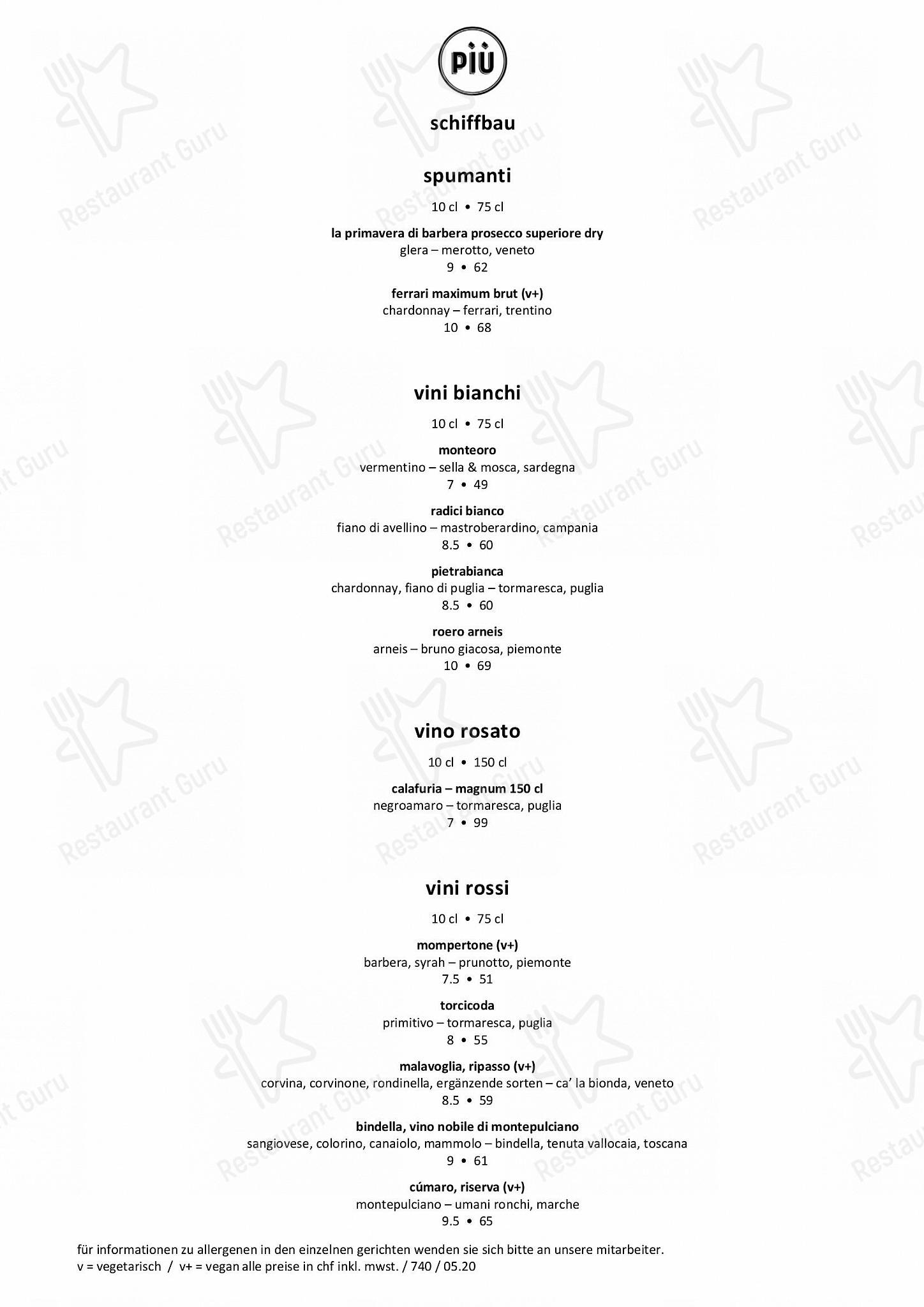 Menu di Più Schiffbau - Lunch Menu