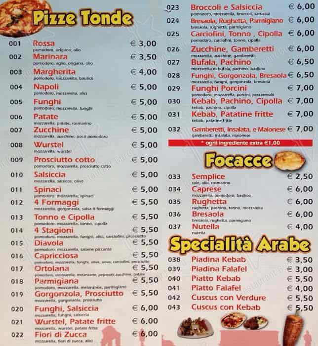 Menu di Pizzeria Bella Roma 