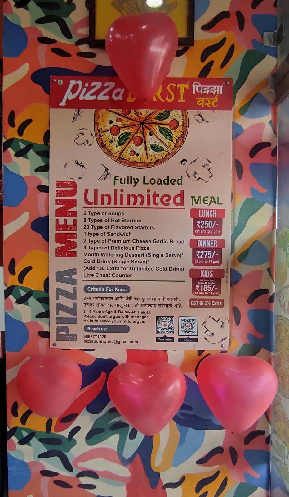 Pizza Burst Pune menu