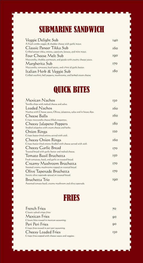 Pizza Fresca menu