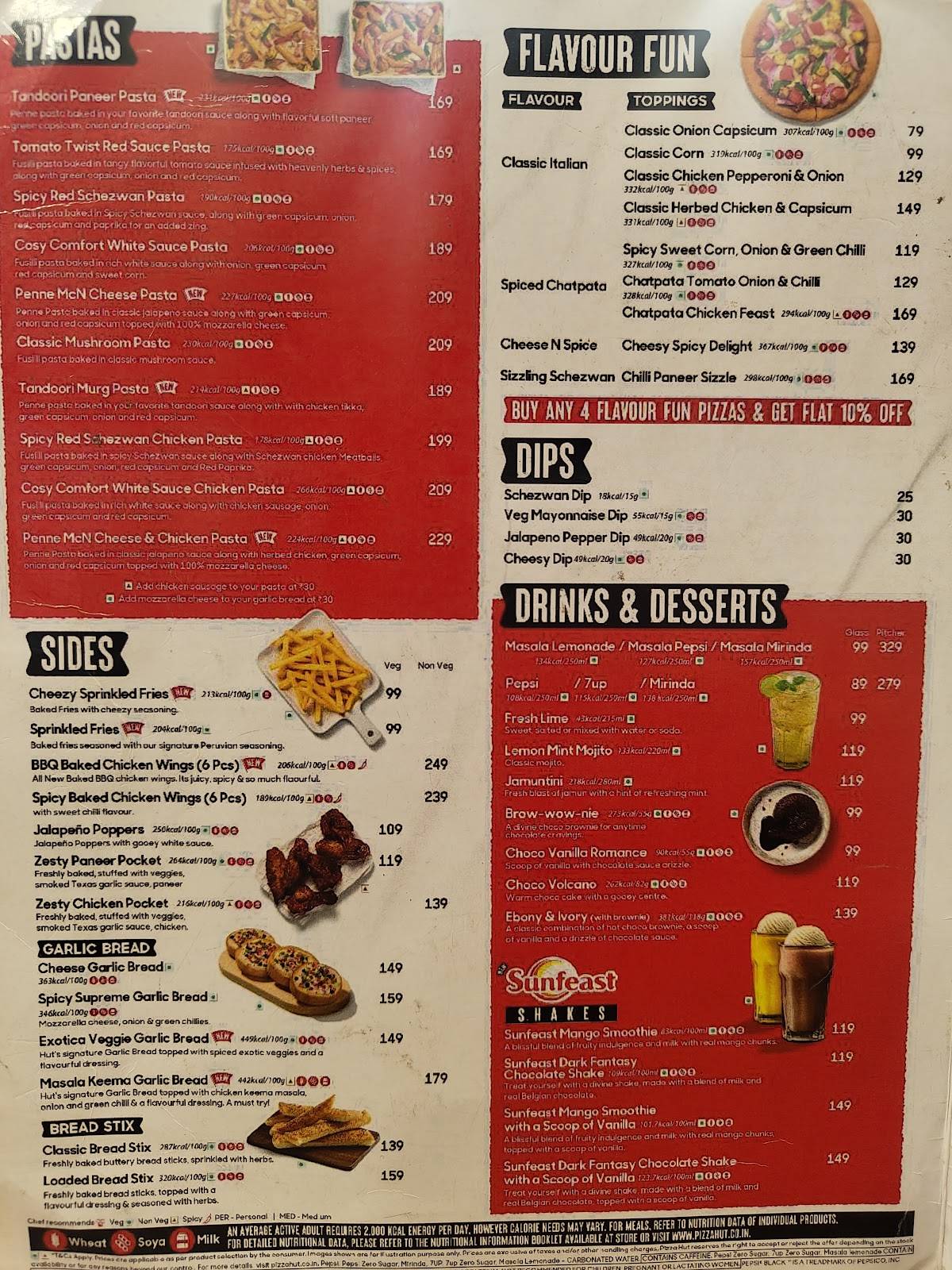Pizza Hut menu