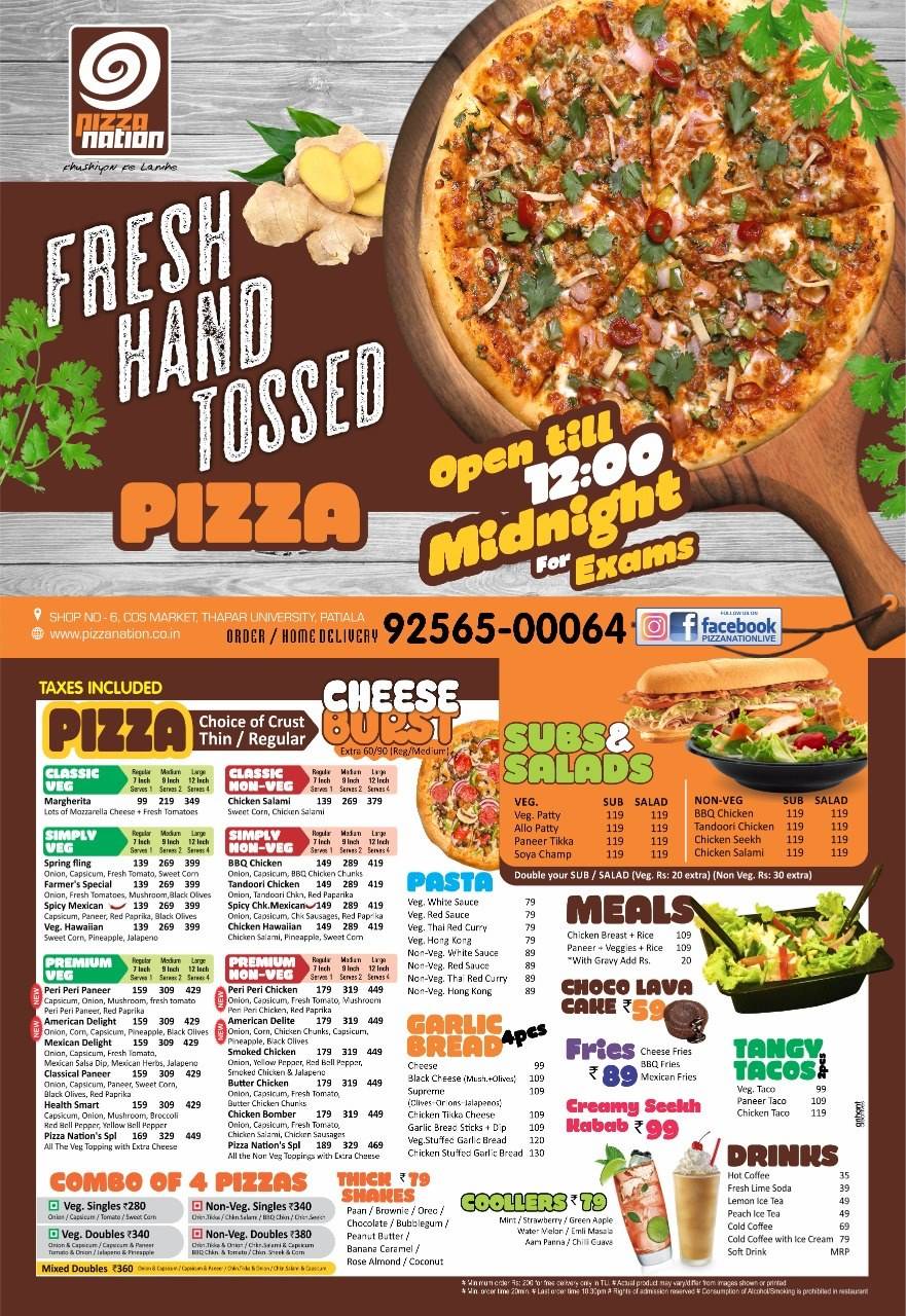 Pizza Nation menu