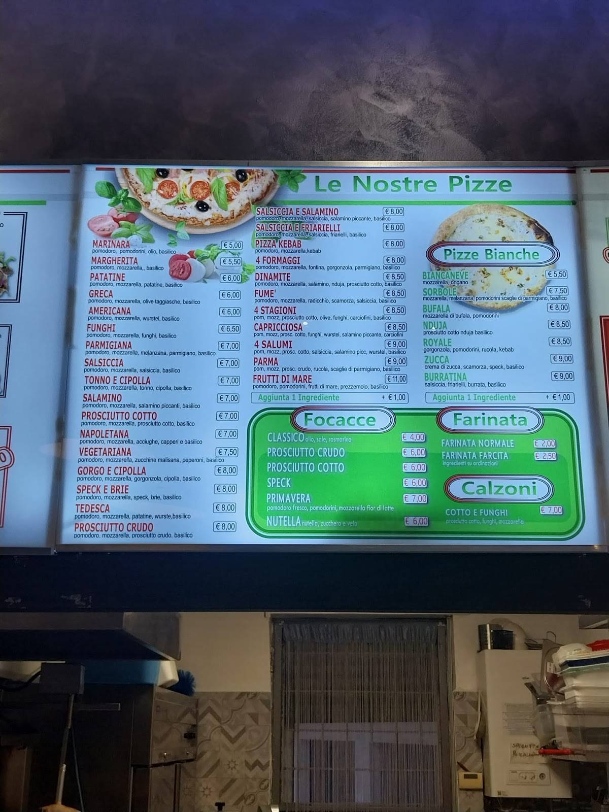 Menu di Pizza Più 