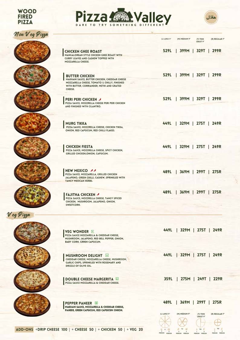 Pizza Valley menu