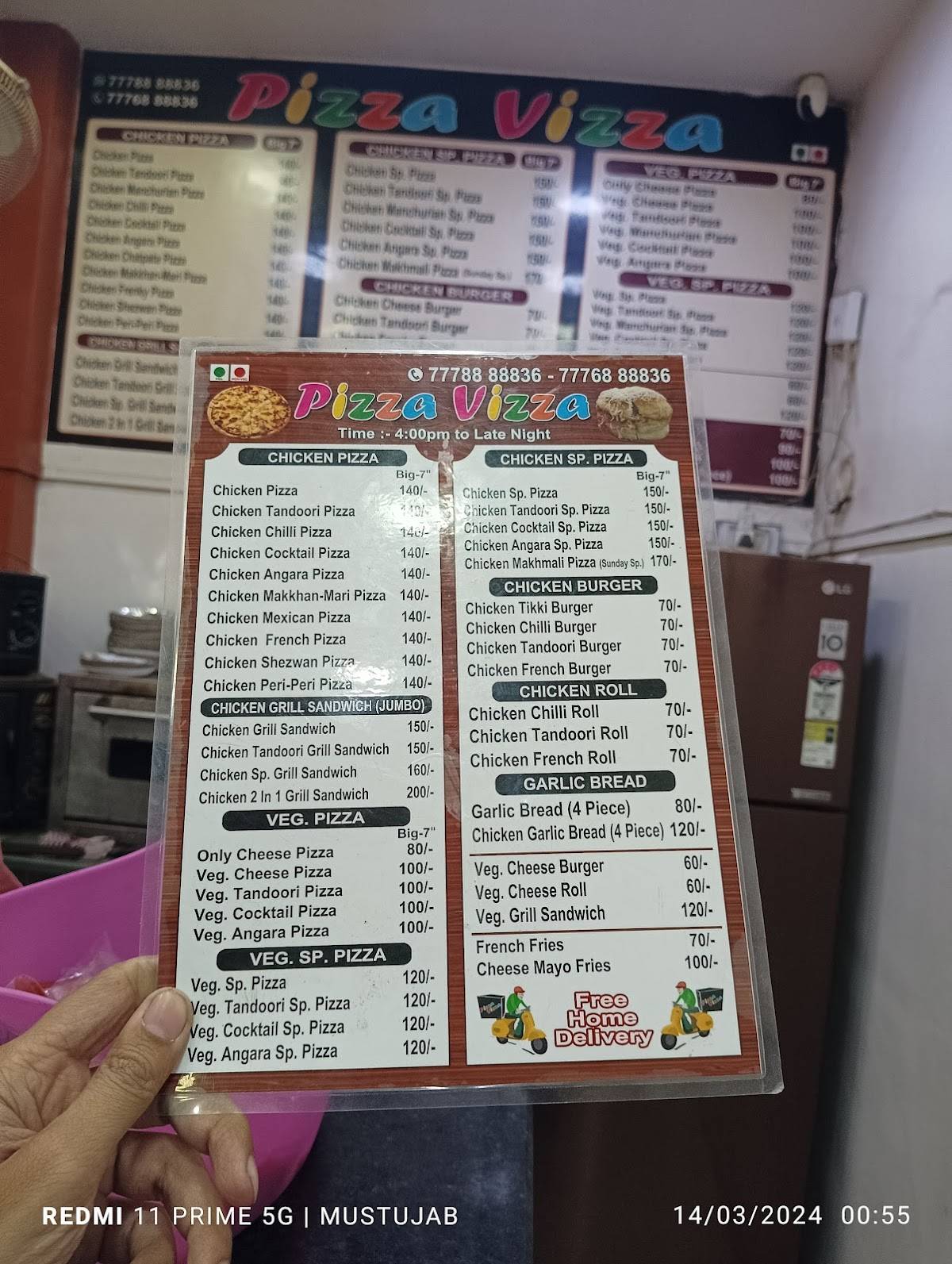 Pizza Vizza menu