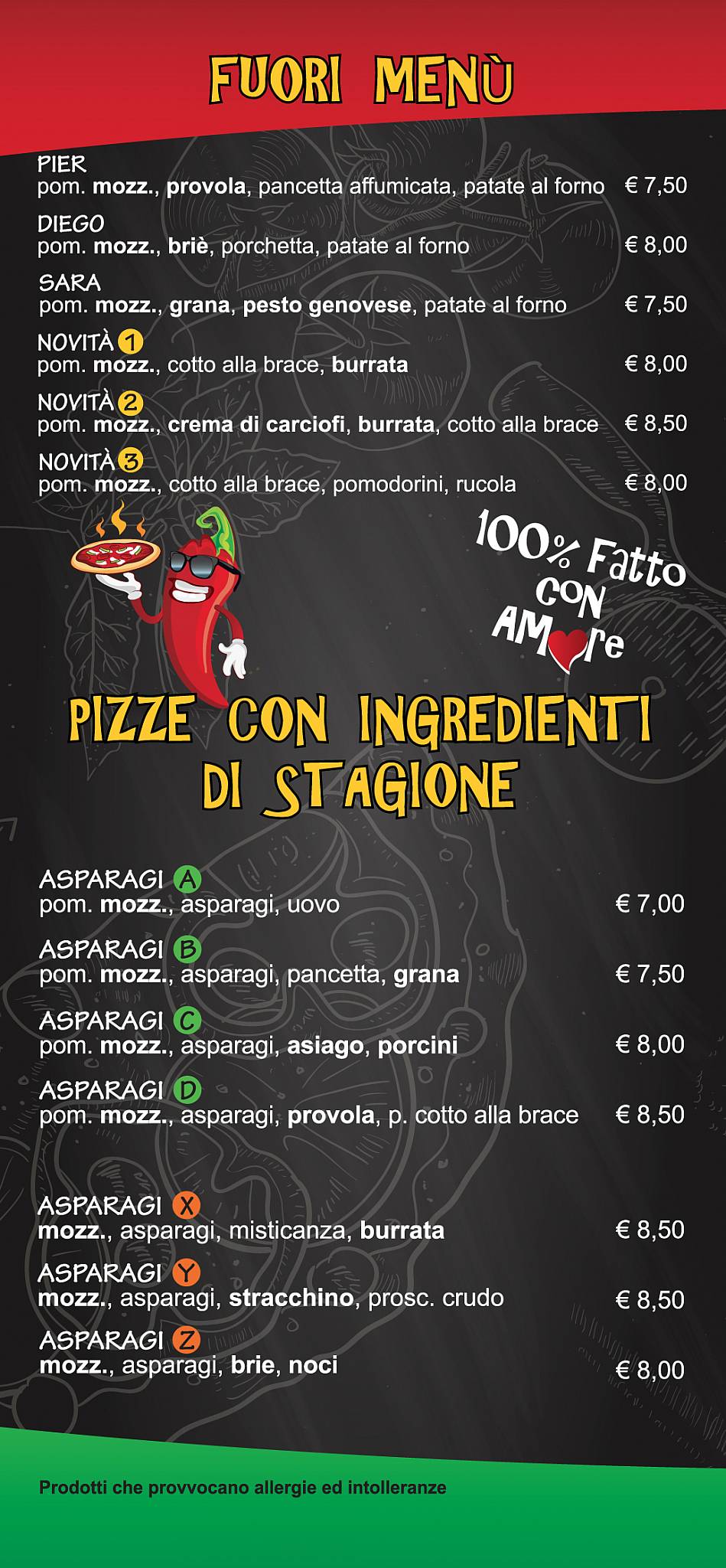 Menu di Pizza da Fede 