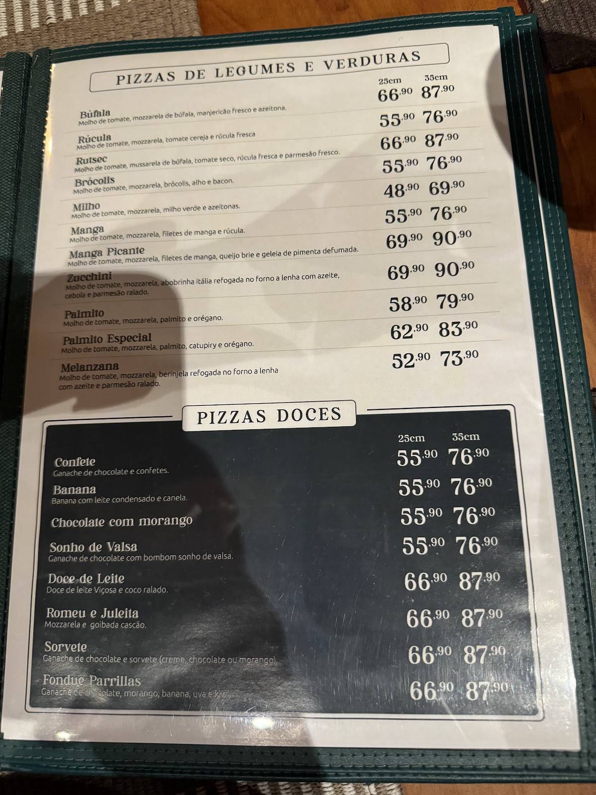 Pizza da Villa Penedo cardápio
