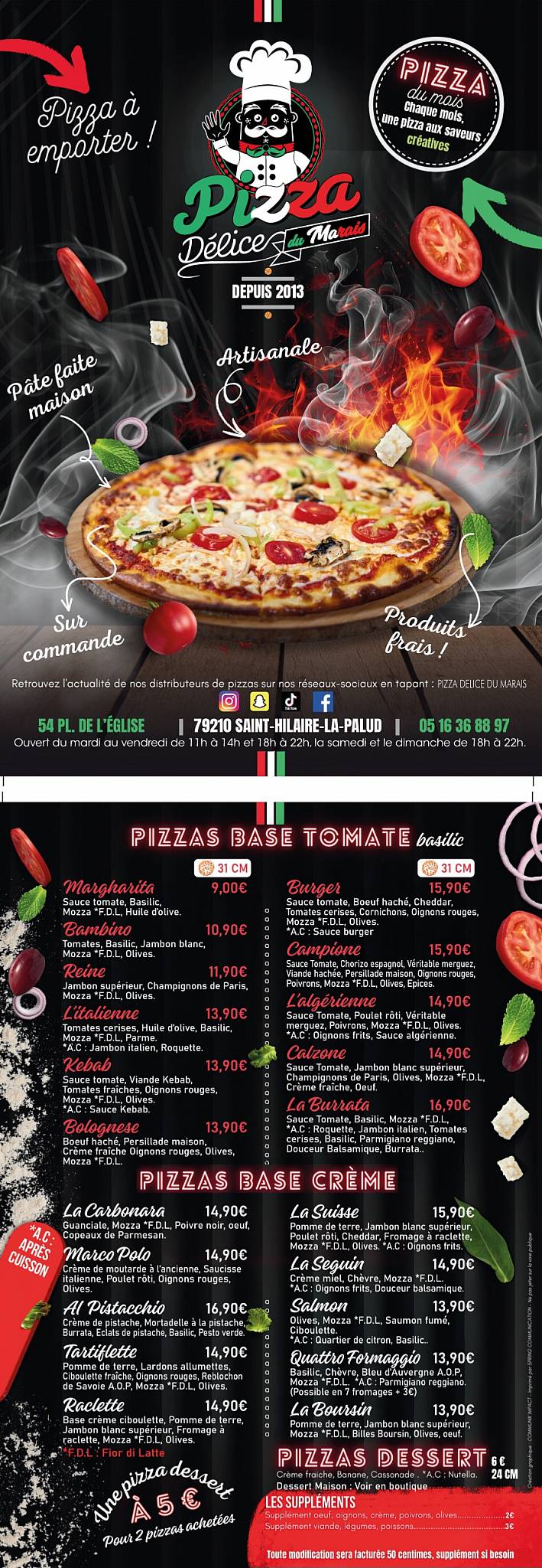 Menu de Pizza Délice F2R