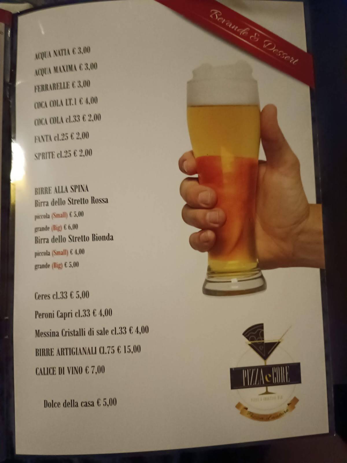 Menu di Pizza e Core Pizza & Cocktail Bar 