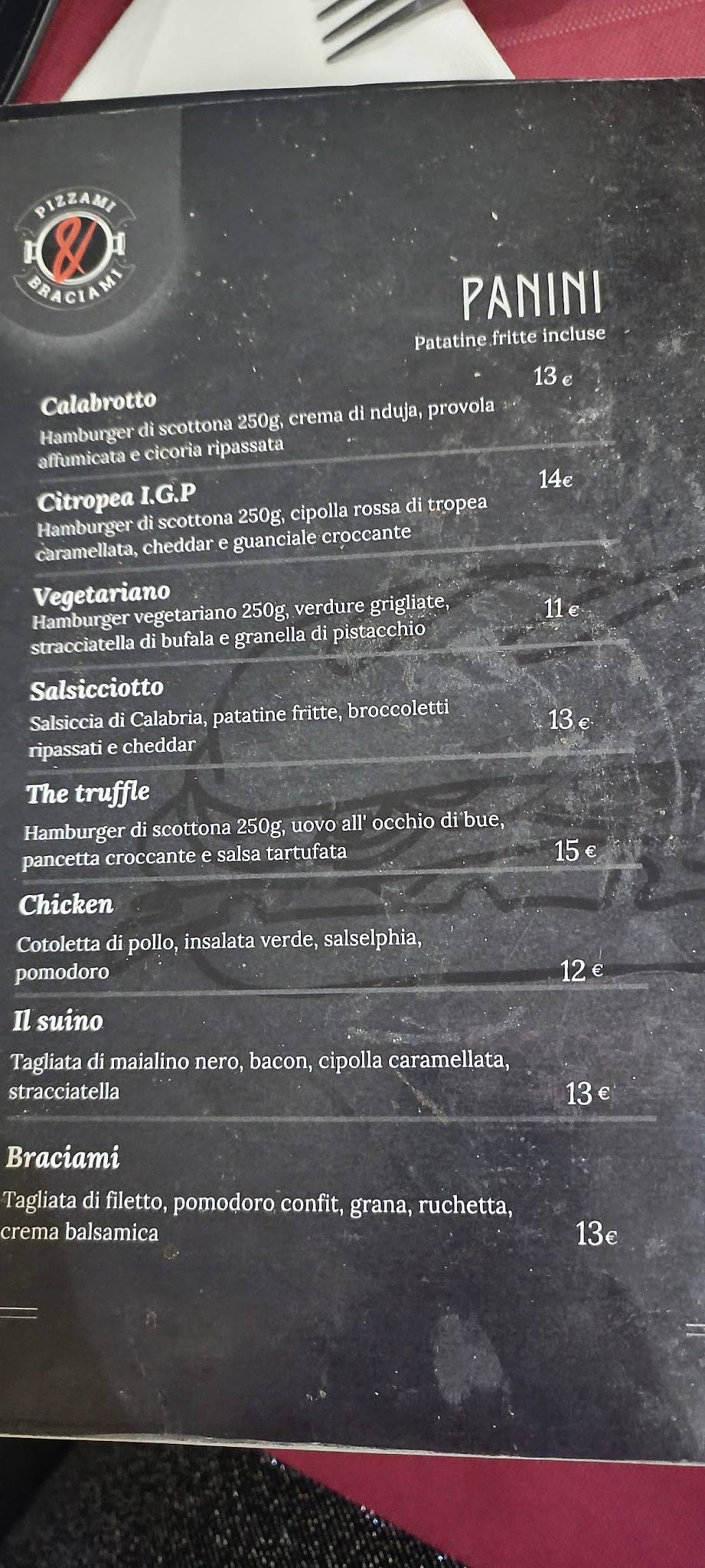 Menu di Pizzami&braciami 