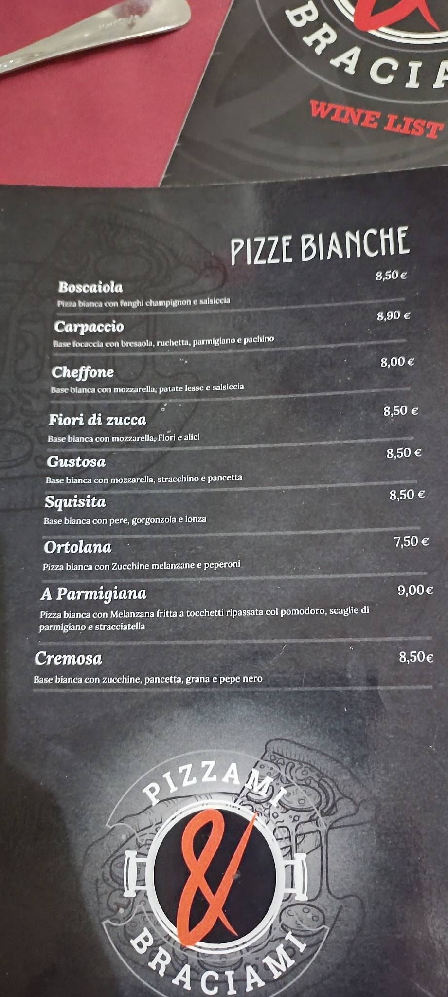 Menu di Pizzami&braciami 