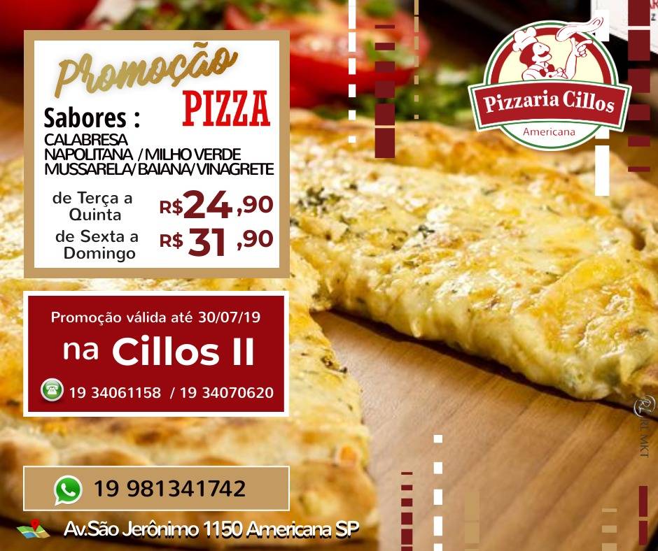 Pizzaria Cillos ll cardápio