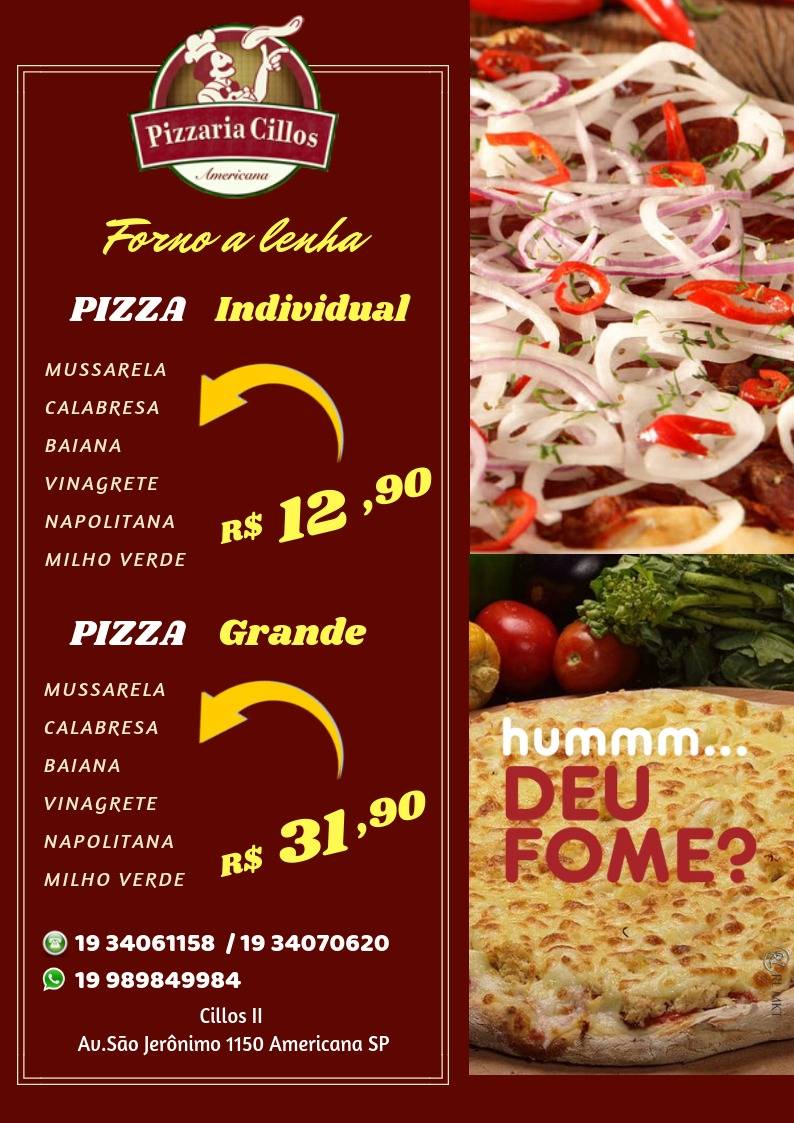 Pizzaria Cillos ll cardápio