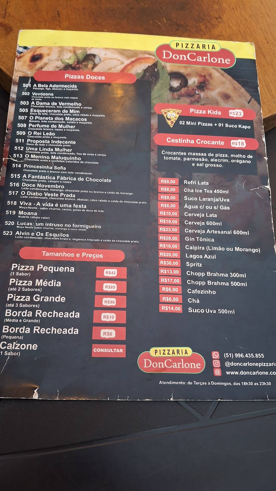 Pizzaria Don Carlone cardápio