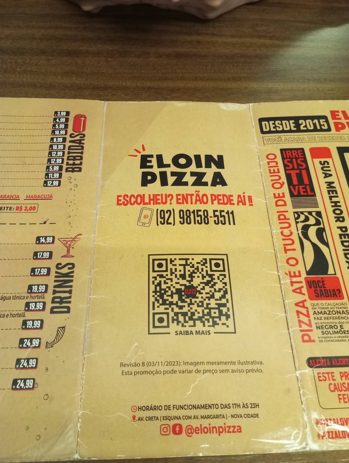 Pizzaria Eloin cardápio