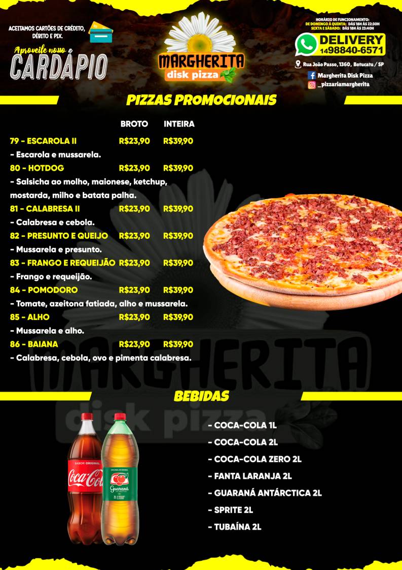 Pizzaria Margherita botucatu cardápio