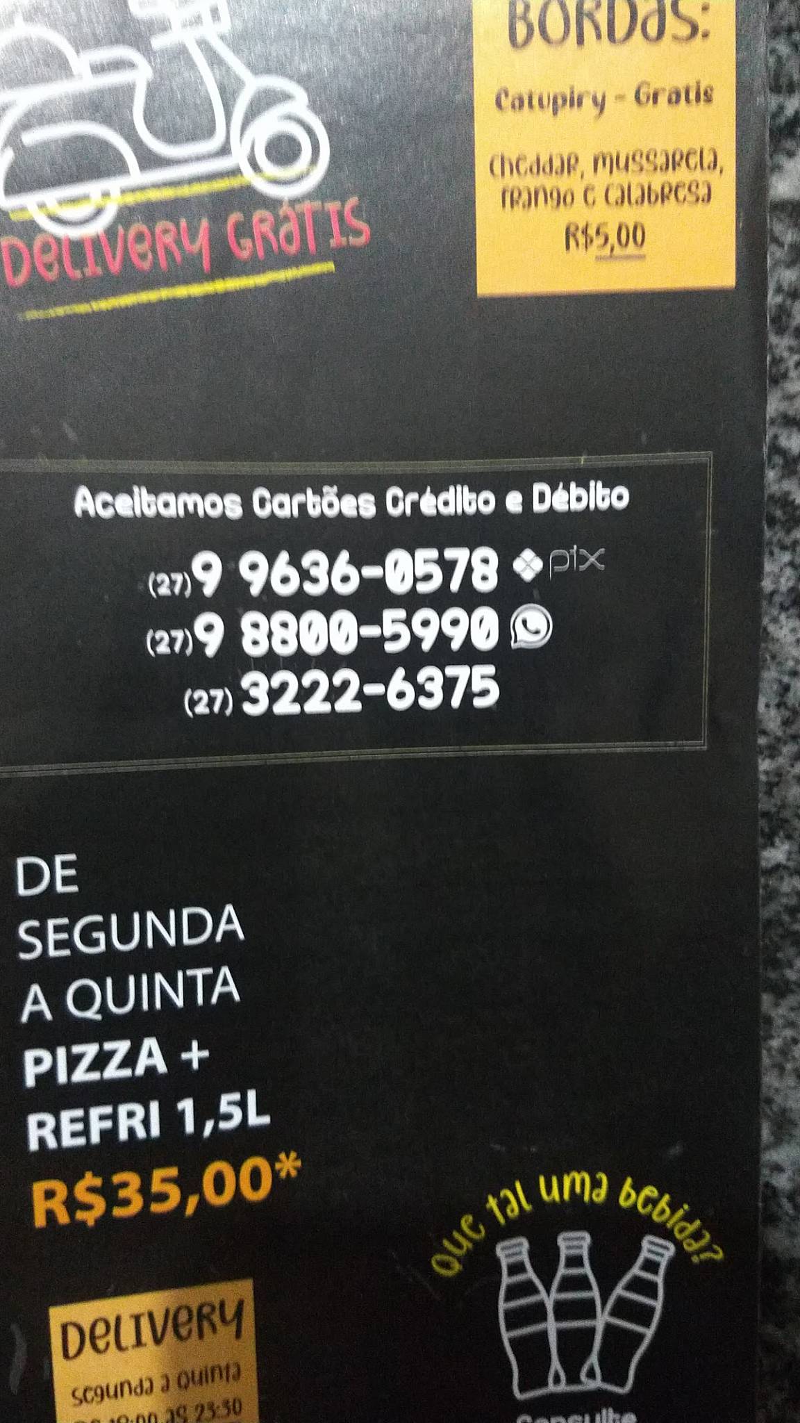 Pizzaria Na Brasa cardápio