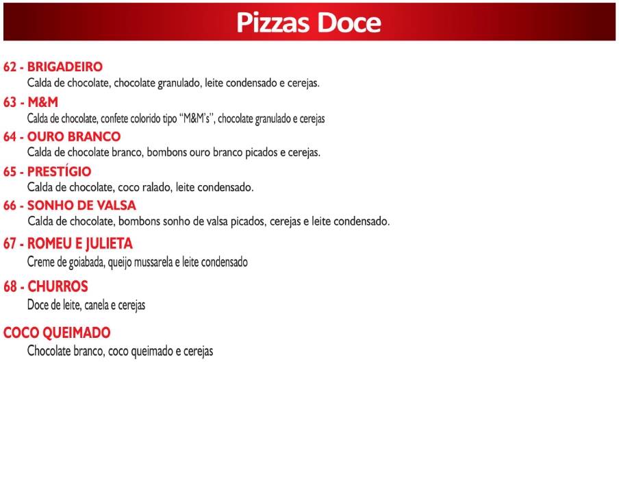 Pizzaria Vitória Italian cardápio