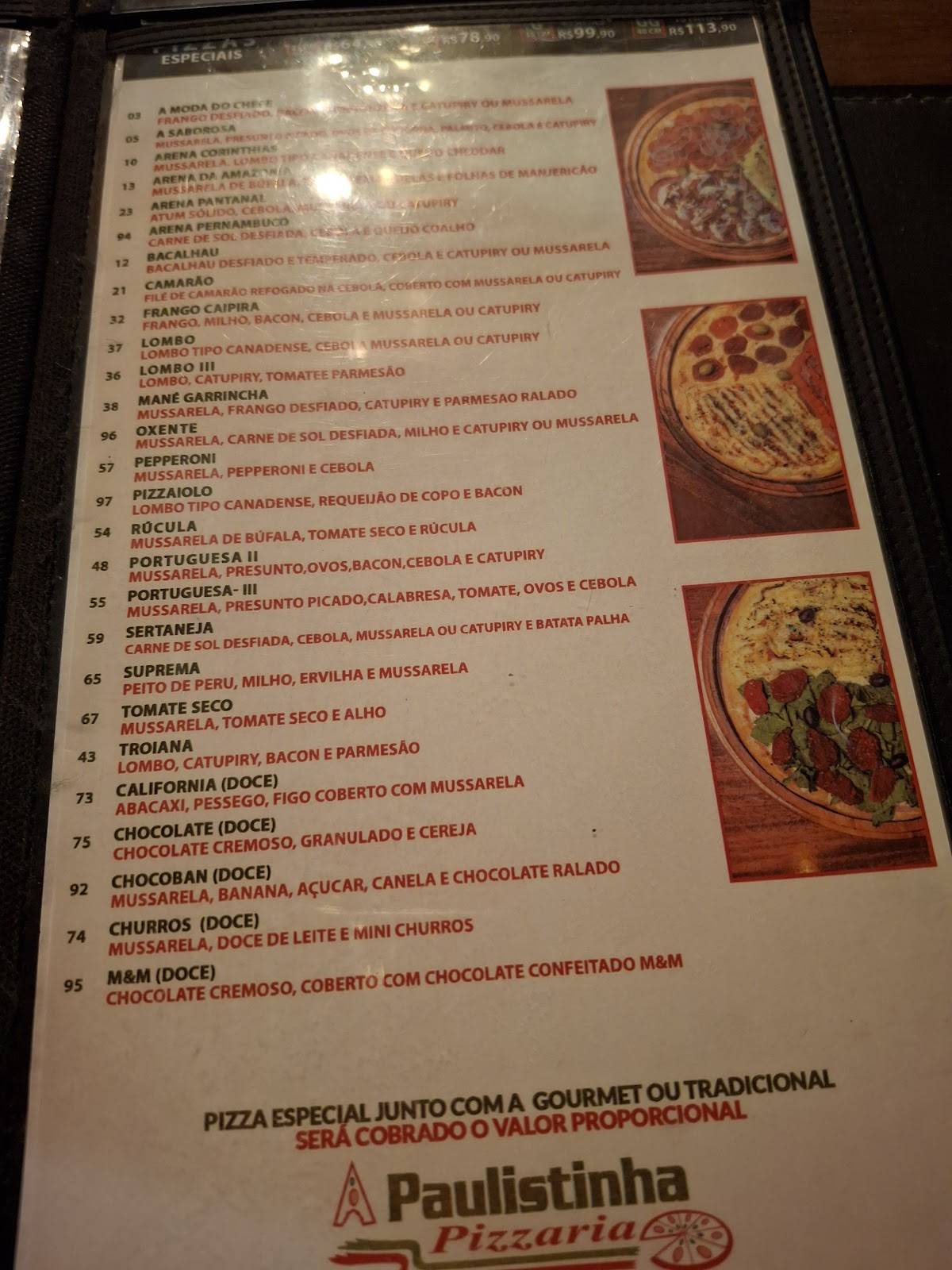 Pizzaria e Restaurante Paulistinha - Atalaia cardápio