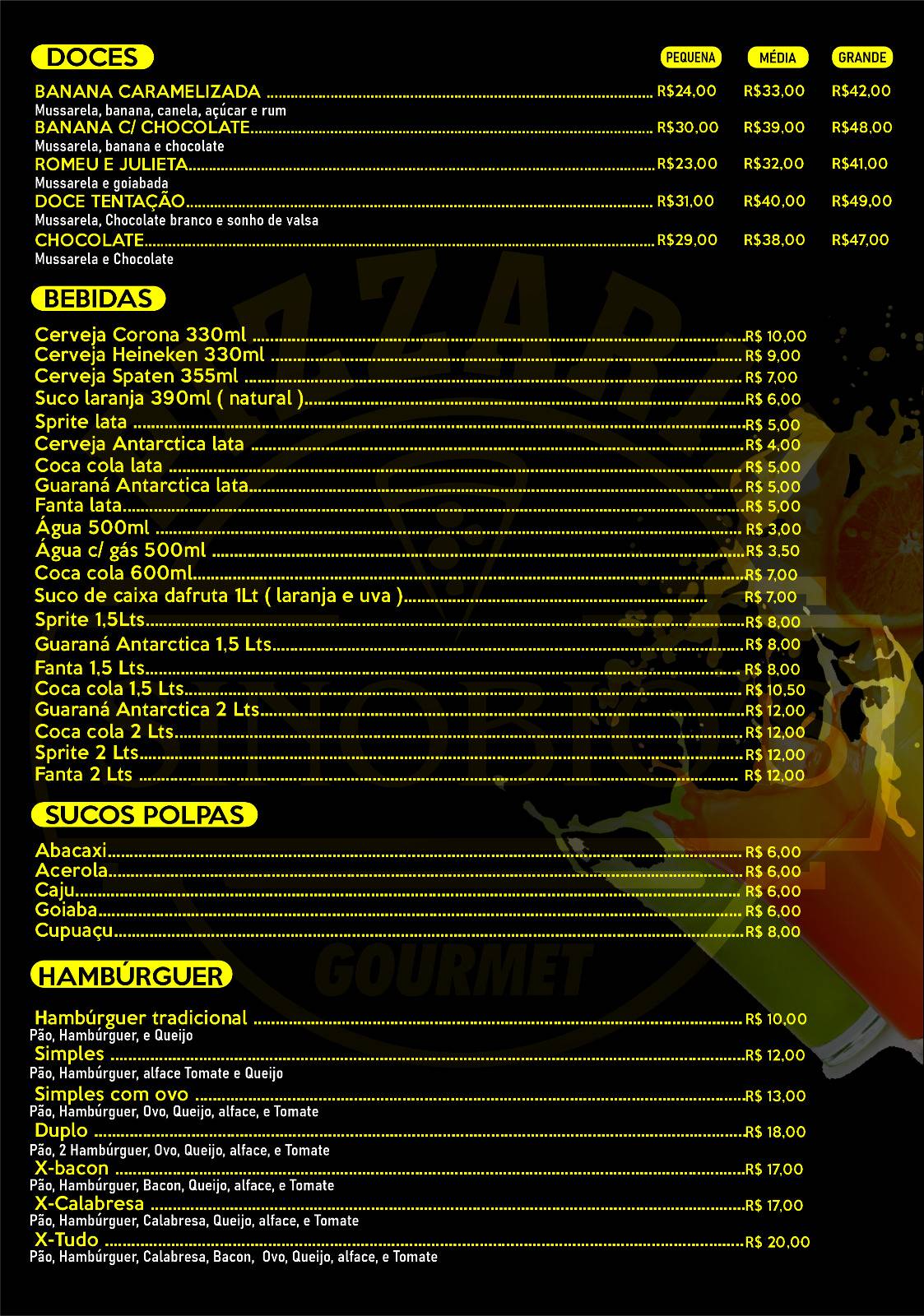 Pizzaria sinobios cardápio